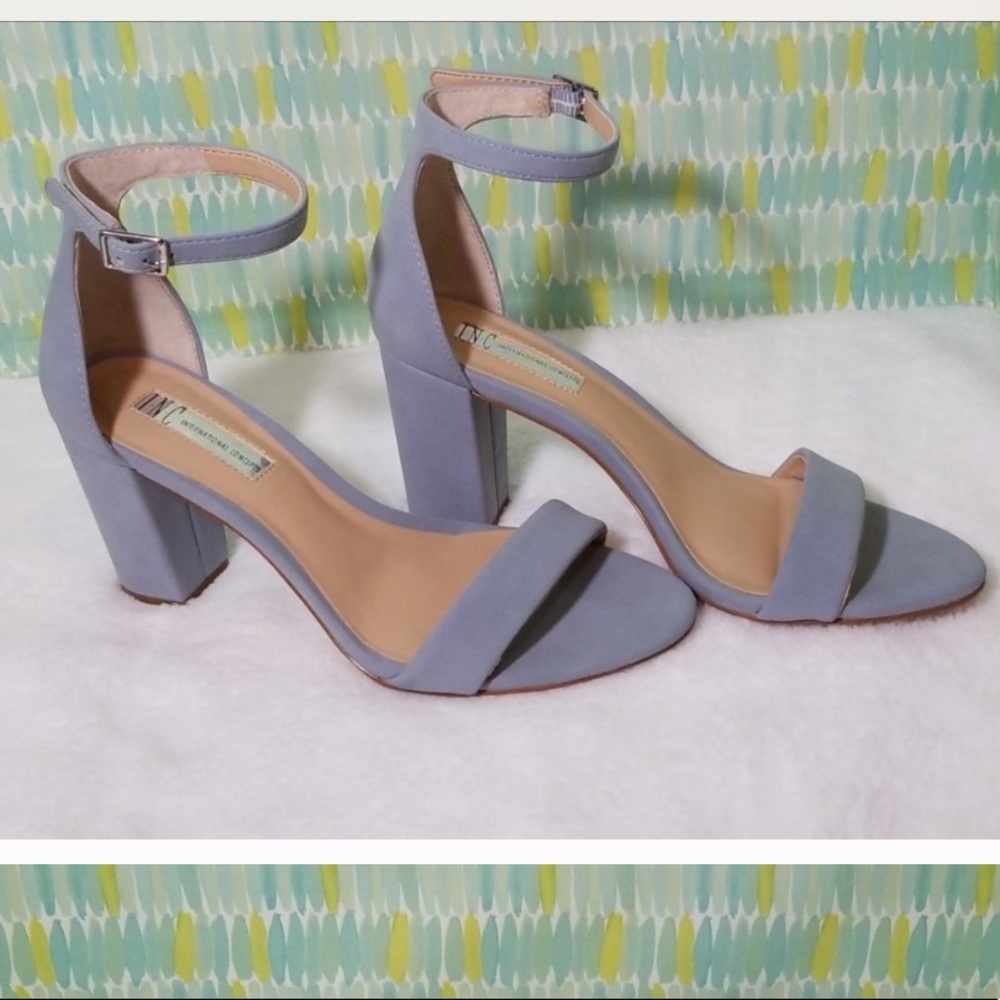 Blue block heels